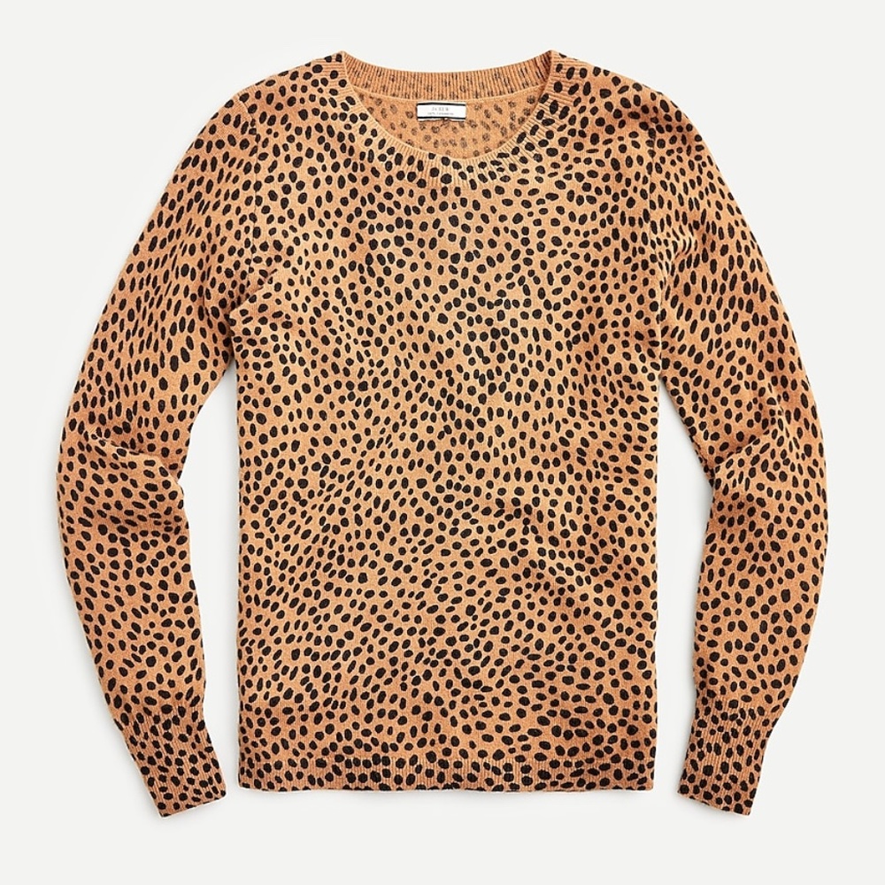 J. Crew | Cashmere crewneck sweater in leopard dot